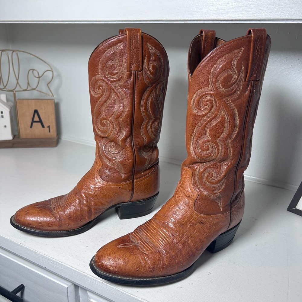 Vintage Tony Lama Western Boots Brown Leather | Men’s 8D Women’s 9–9.5